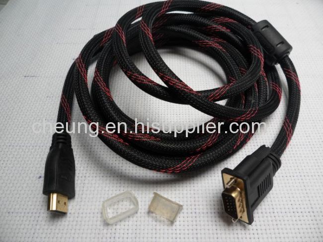 Gold HDMI Male to VGA HD-15 Male Cable 