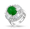 Oval Jade CZ Antique Ring