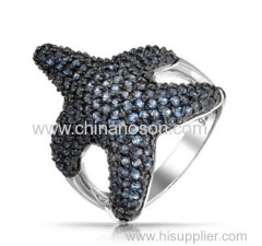 Blue Sapphire Color CZ Starfish Cocktail Ring