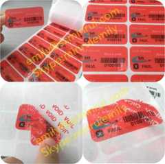 Custom Red Tamper Proof Self-Adhesive VOID Labels,Red Tamper-Proof VOID Stickers,Tamper Evident Residue VOID Labels