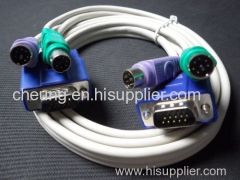 KVM VGA Male 2 Male PS/2 Mouse Keyboard Connect Cable