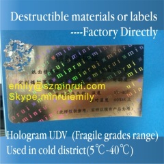Security Holographic Tamper Evident Destructible Vinyl Materials,Self Destructive Hologram Sticker,Destructive Hologram