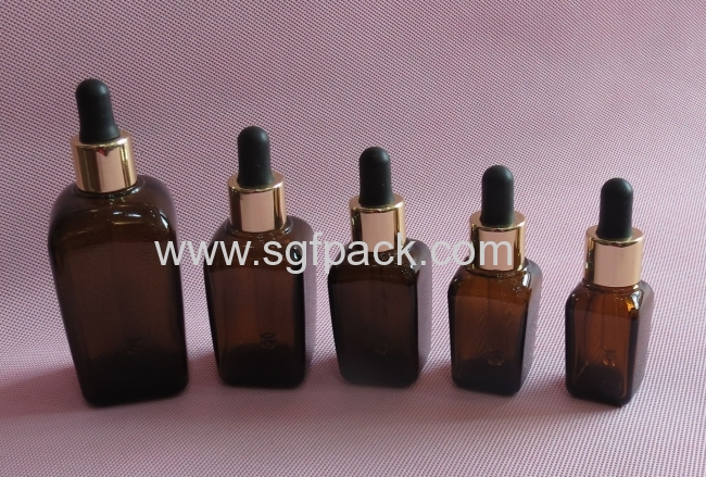 glass bottle for essential oil brown bottle square glass bottle GSQ-15ml 20ml 30ml 50ml 100ml