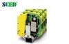 Green & Yellow Din Rail Mount Terminal Blocks With Ground 25.0mm Width , 2-4/0 AWG