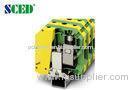 Green & Yellow Din Rail Mount Terminal Blocks With Ground 25.0mm Width , 2-4/0 AWG