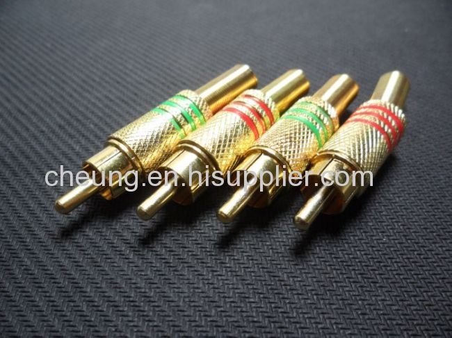 Gold Plated RCA Plug audio Connector Metal Spring