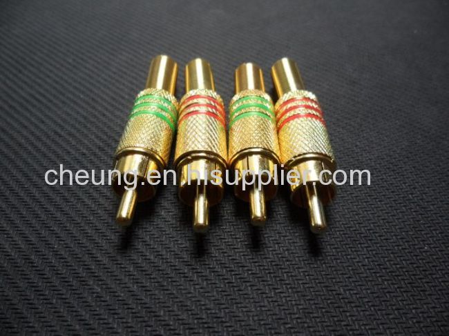 Gold Plated RCA Plug audio Connector Metal Spring