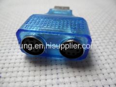 USB MALE TO 2 PS/2 FEMALE MOUSE KEYBOARD CONVERTOR BLUE