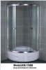 Bright silver corner shower enclosure