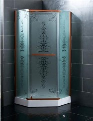 red copper color walk in shower enclosure