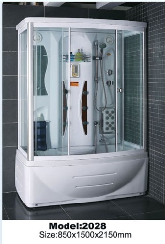 white acrylic shower cabin
