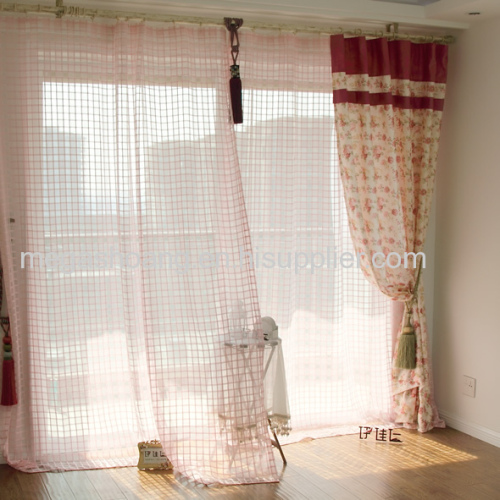 Plaid pastoral living room windows gauze and curtain screen