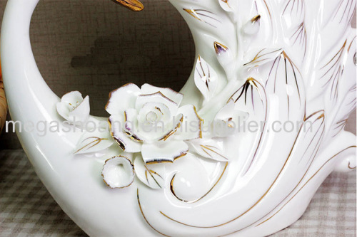 Ceramic Gilt Swan Ornaments Crafts Home Living Room Decor
