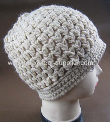 HAND CROCHET BEANIE WITH BOTTON