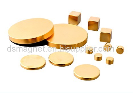 N42SH gold coating Strong Neodymium disk Magnets