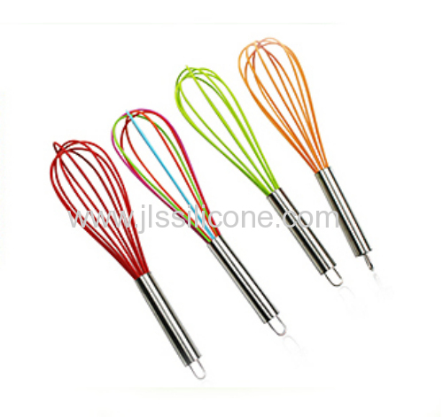 Baking Tools Silicone Egg Whisk with Stainless Steel Handle