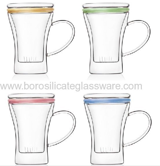 C&C 310ml Flower Tea Cups With Cover Borosilicate Glass