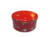 Cylindroid Popcorn Tin Cookie Containers With Red Cover / Lid