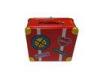 Red Painted Square Tin Containers / Metal Tin Can For Cosmetic