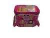 Printed Cartoon Pink Metal Tin Lunch Food / Cookie Box With Handle