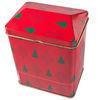 Red Printed Empty Gift Tins With Cover , House-Shaped Tin Jar