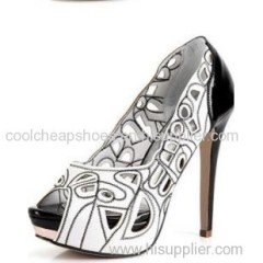 KNOLL pumps Geometric Leather Hollow-out basic thin High heel height increasing dress shoes --ECS00010088