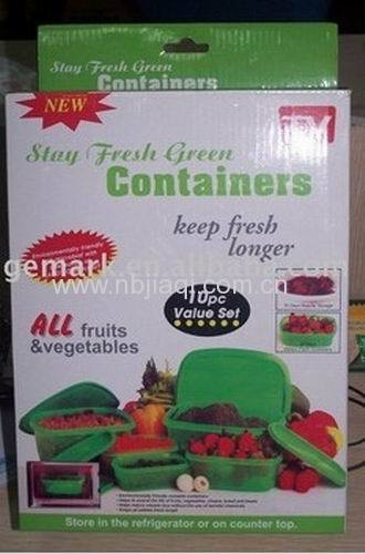 Stay Fresh Green Container/Plastic always fresh green food storage containers with bags