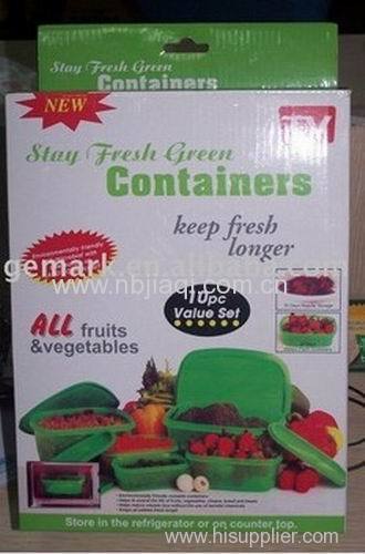 Stay Fresh Green Container/Plastic always fresh green food storage containers with bags