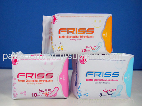 Friss anion + Far-Ir + Bamboo Charcoal  Sanitary Napkin 