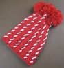 BABY HAT WITH THREE POMPON AND HAND DECORATION