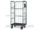 Zinc Plated Steel Wire Mesh Cage , Storage Cage Trolly With Rubber Casters