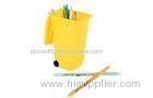 Funny Office Stationery Items , Green / Purple / Yellow Multifunctional Pen Container