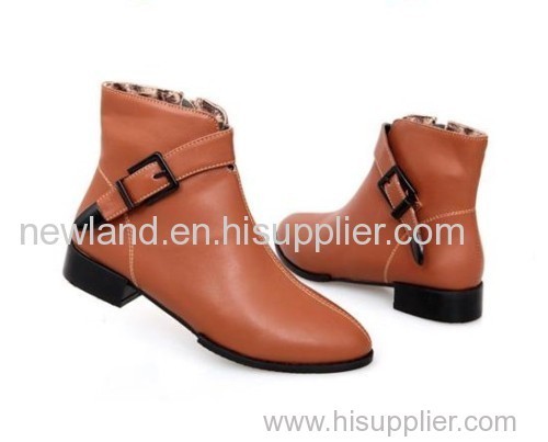 women PU leather low heel ankle boots