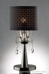 Modern decorative Crystal Stainless Shade Table Lamp of simple design w/ Fabric shade in different colour