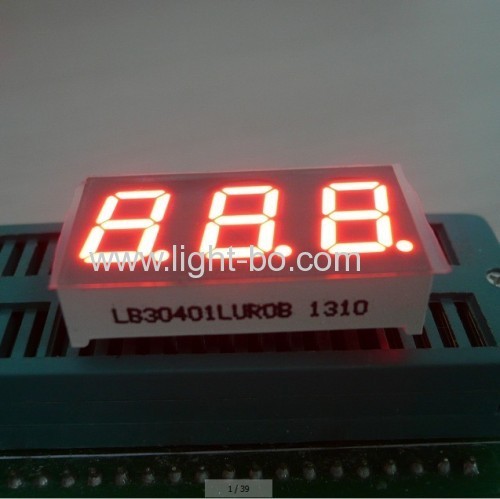Ultra Red 0.4" 3-Digit 7-Segment LED Dispplay for instrument Panel, Common Cathode