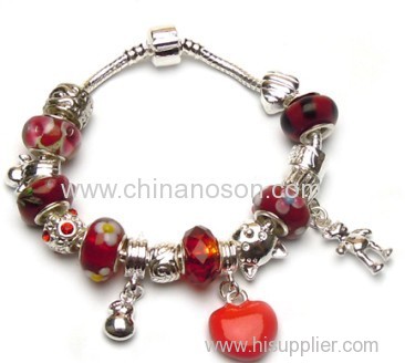 Hademade CZ bracelet with crystal bead