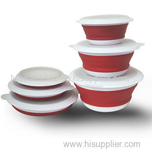 foldable bowl collapsible basin three pieces set can be heated in microwave oven