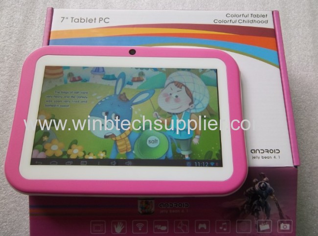7 inch educational tablet PC Wifi Tablet for Kids shockproof pad, Android 4.1 RK2926 1.2GHz/ 512M RAM KIDs tablet pc 