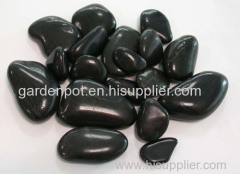 black polished stone, pebble , cobble ,loose pebble, pebble tile