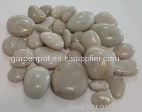 white pebble , white polished stone , garden stone,white cobble , pebble tile