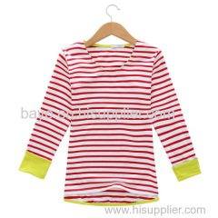 Women wind dovetail stripe long sleeve T-shirt