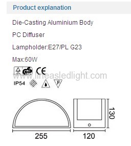 Wall lights E27 PL G23 IP54