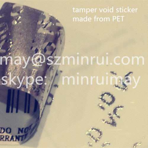 Tamper Proof Security Seal Label,Silver Warranty Void Stickers,warranty open void sticker