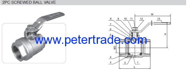 two piece ball valve