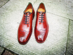 SKP27- Free Shipping Bespoke Handmade Pure Genuine Calf Leather Men's Classic /Casual Oxford Color Red Shoe