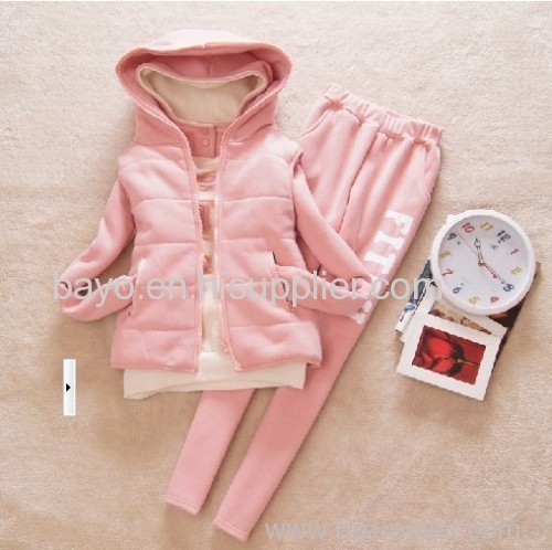 Three women wool fleece casual sport suit