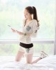 Ms printing hooded long-sleeved fleece cardigan casual sport suit shorts