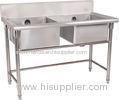 Silver Stainless Steel Double Compartment Sink 1.2mm For Restaurant With MDF