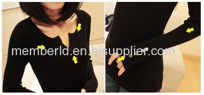 New Korean V collar long sleeved short slim sleeve head bottoming sweaters sweaters