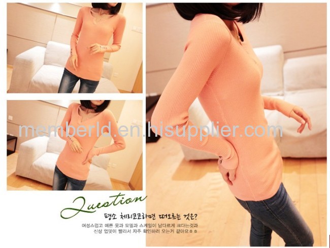 New Korean V collar long sleeved short slim sleeve head bottoming sweaters sweaters